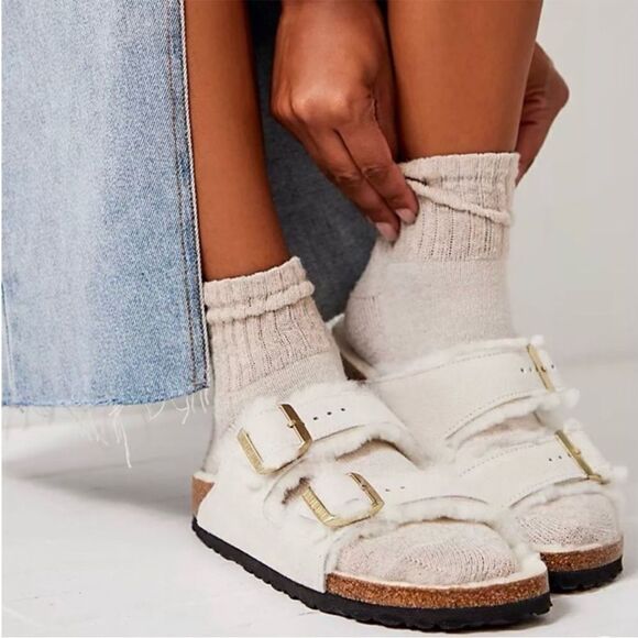 Birkenstock Arizona Big Buckle Shearling Sandals Brown Mink EU 40 9-9.5 - Picture 9 of 12